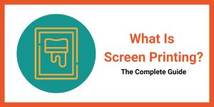 What is screen printing - teal and orange icon of a screen printing squeegee and frame.