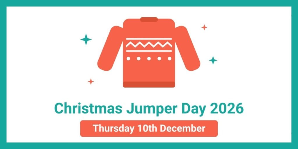 Christmas Jumper Day 2026 illustration with a festive jumper and the date Thursday 10th of December.